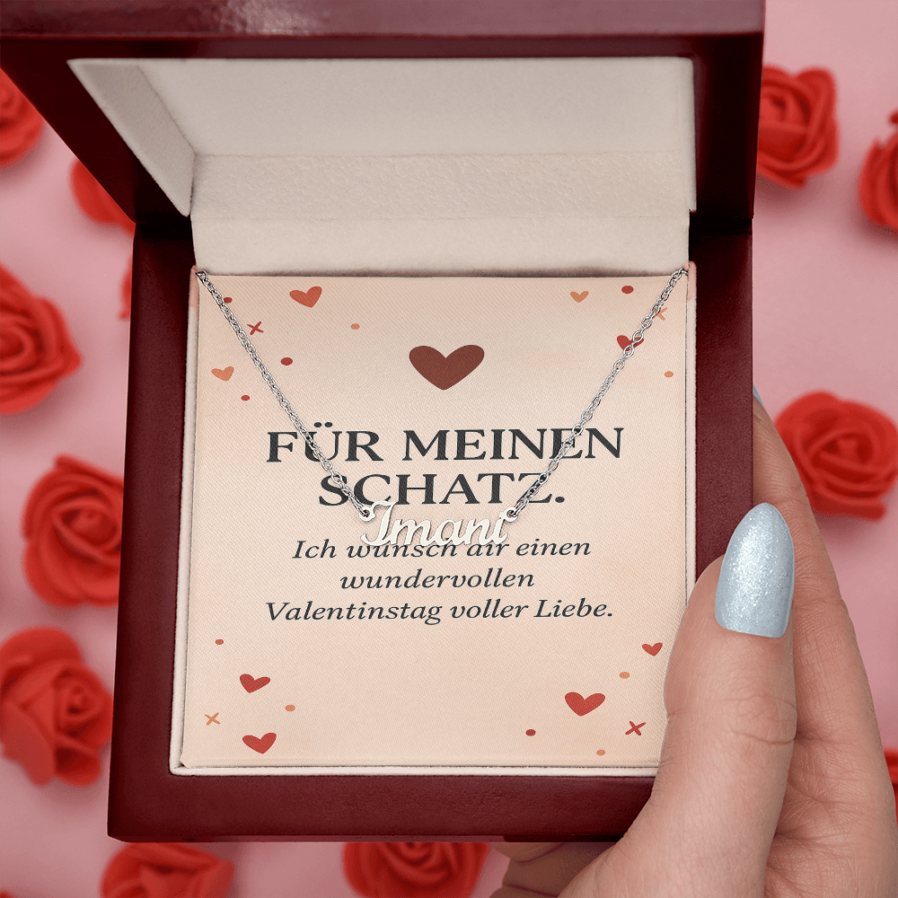 Namenskette inkl. Karte Valentinstag - Variante 2