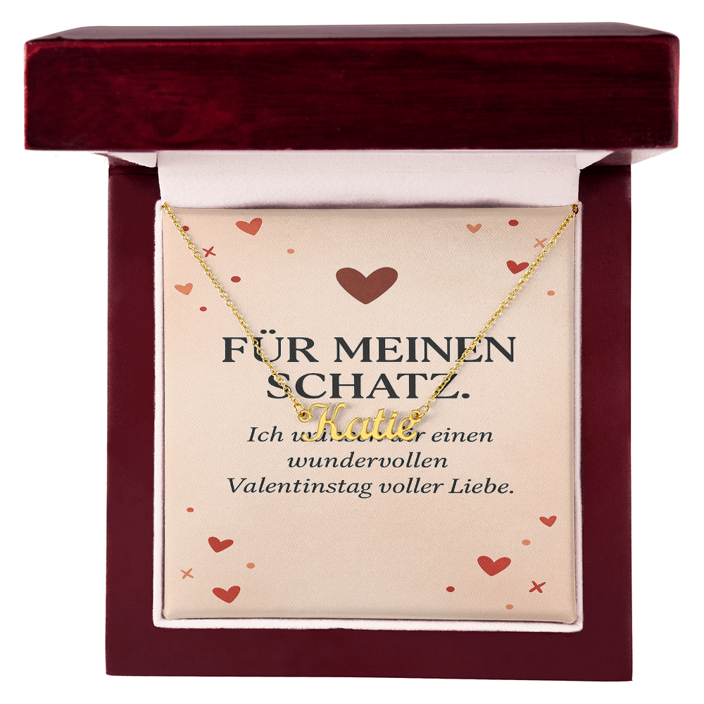 Namenskette inkl. Karte Valentinstag - Variante 2