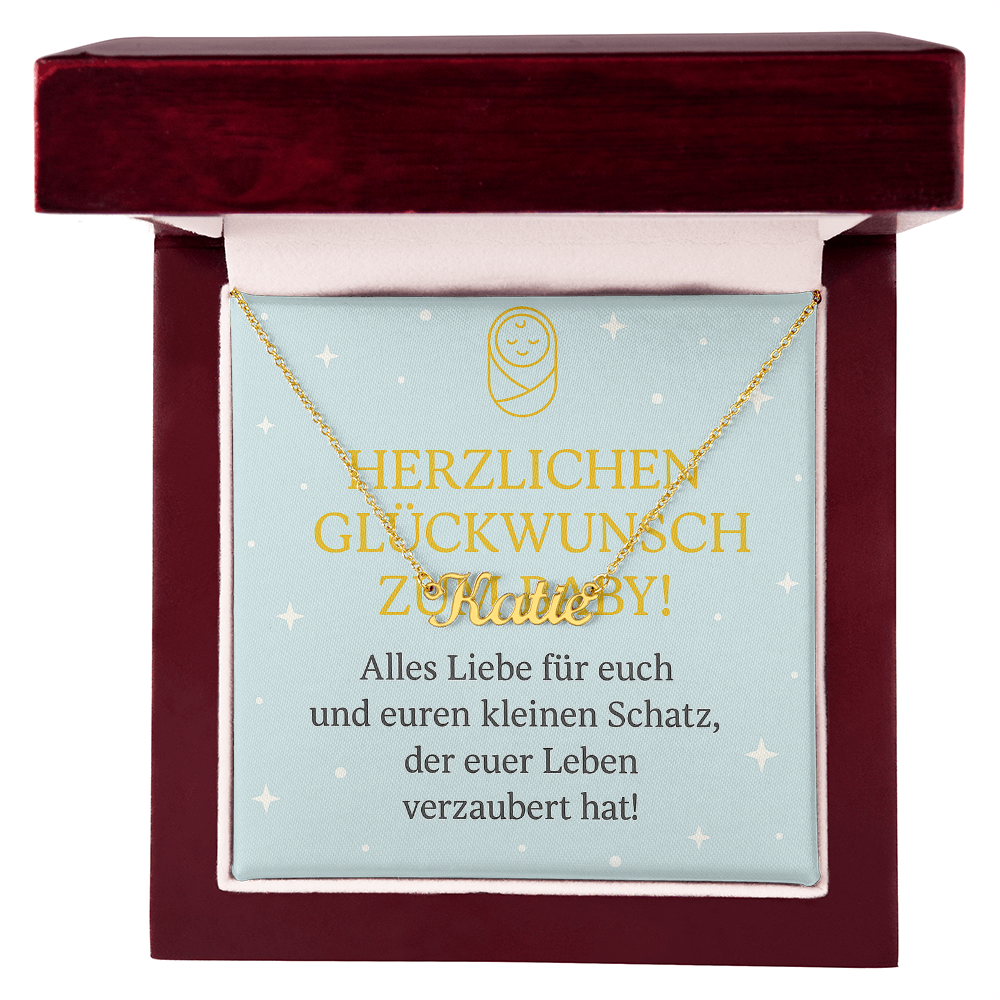 Namenskette inkl. Karte - Glückwunsch Baby