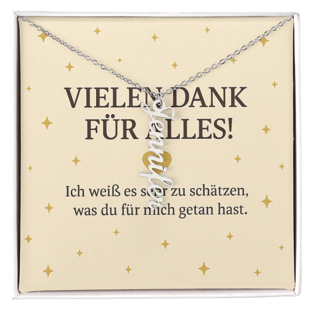 Namenskette vertikal inkl. Karte "Dankeskarte" - Variante 1