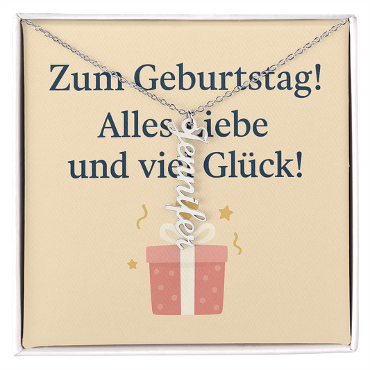 Namenskette vertikal inkl. Karte "Geburtstag" - Variante 5