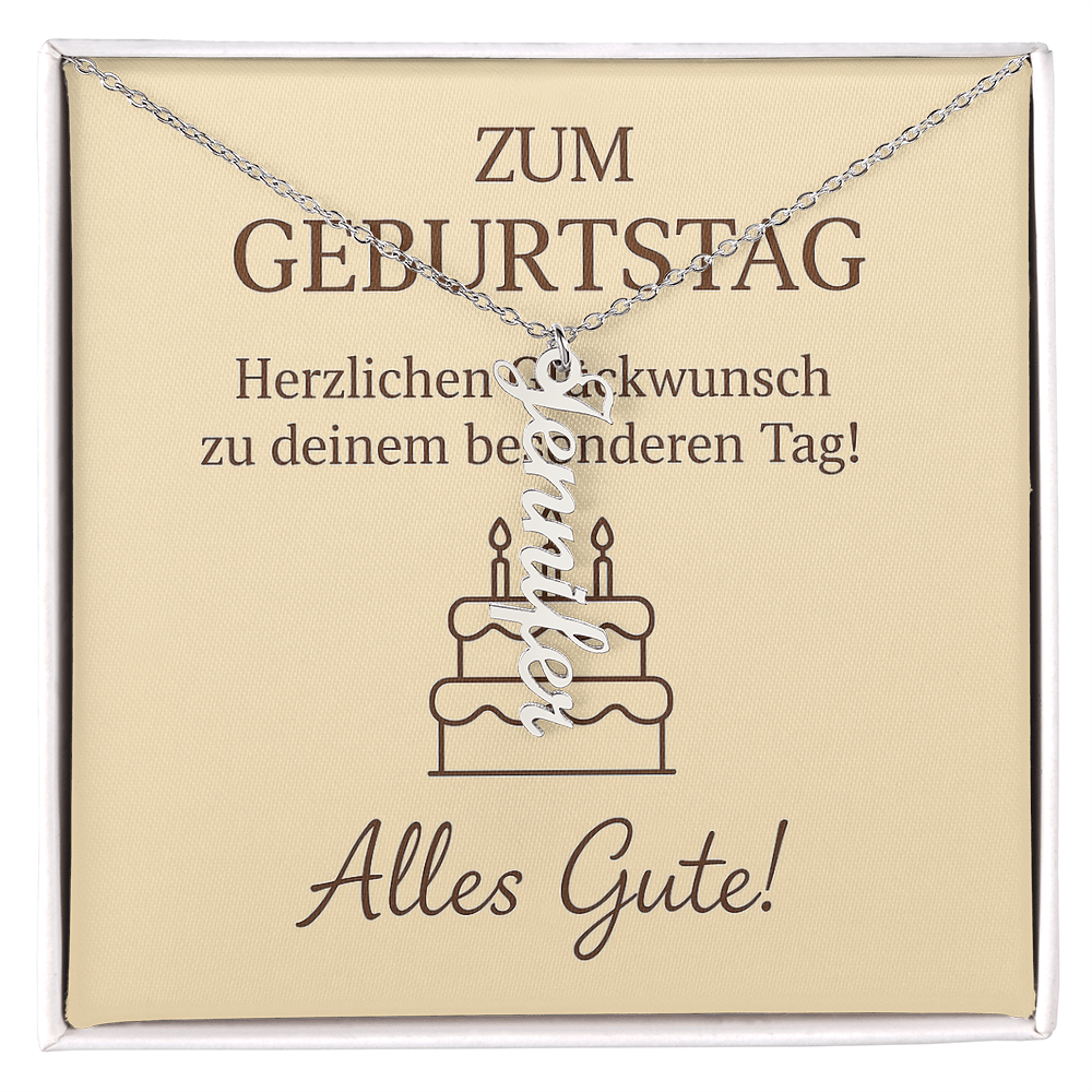 Namenskette vertikal inkl. Karte "Geburtstag" - Variante 4
