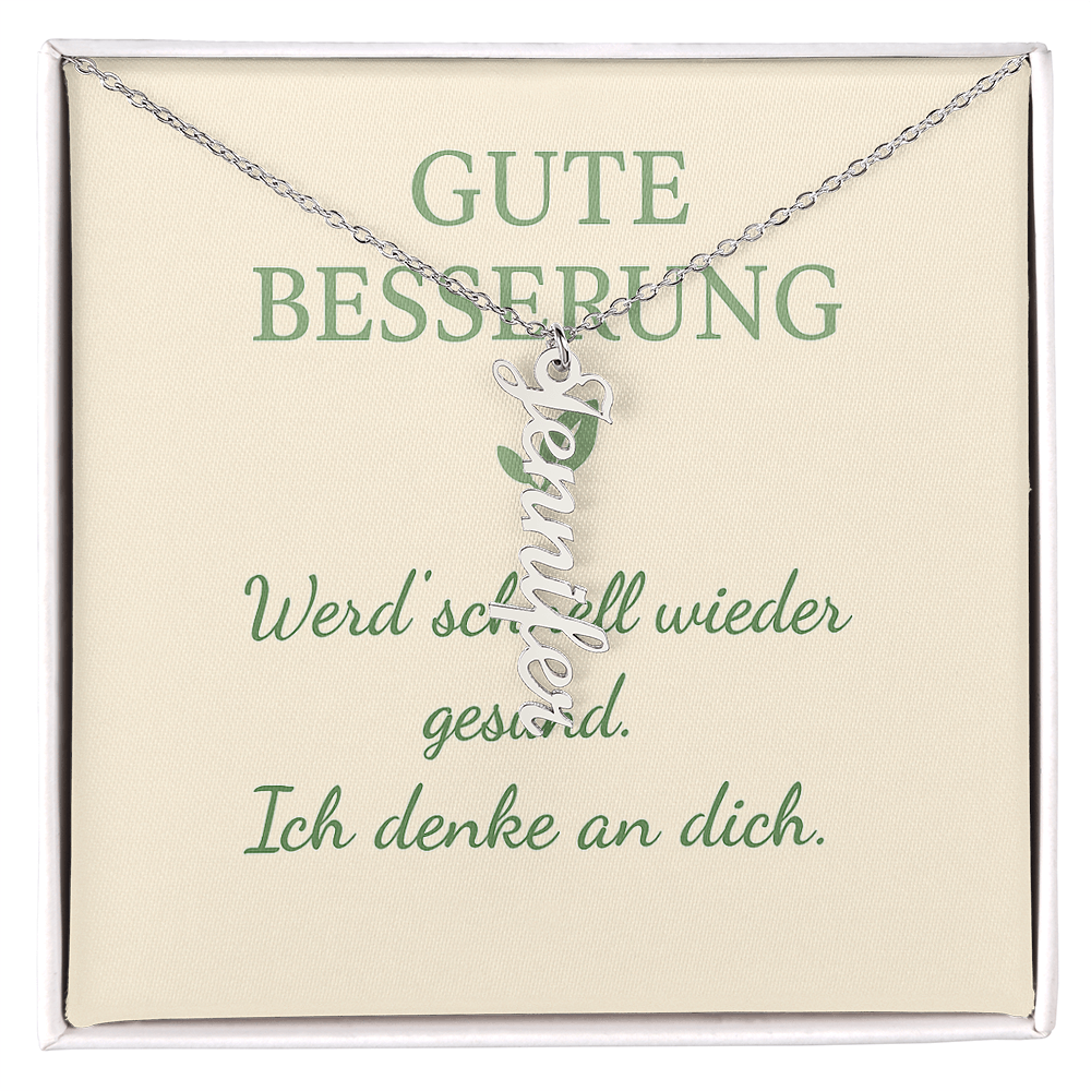 Namenskette vertikal inkl. Karte "Gute Besserung" - Variante 1