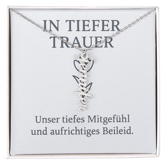 Namenskette vertikal inkl. Karte "Trauer" - Variante 1