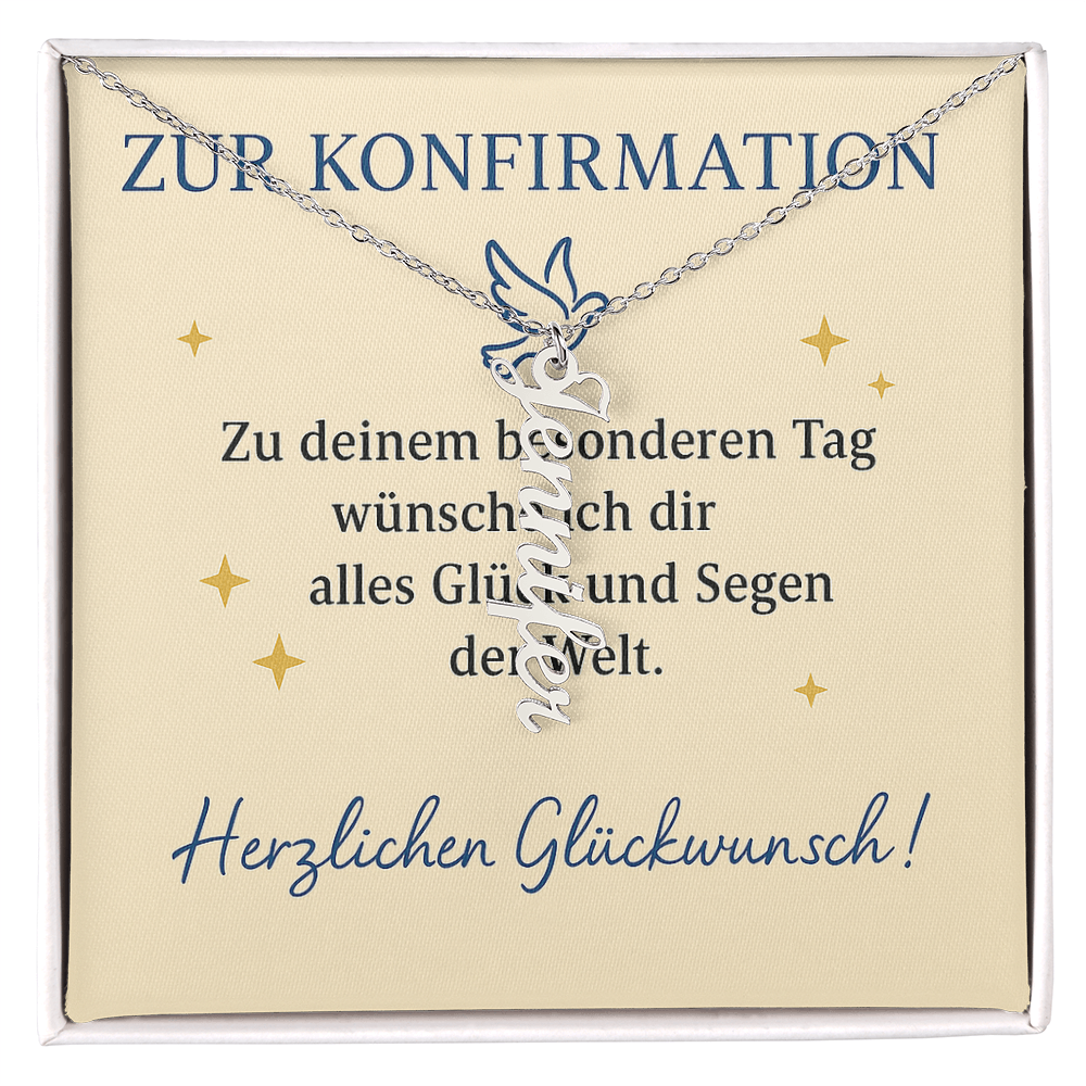 Namenskette vertikal inkl. Karte "Konfirmation" - Variante 1