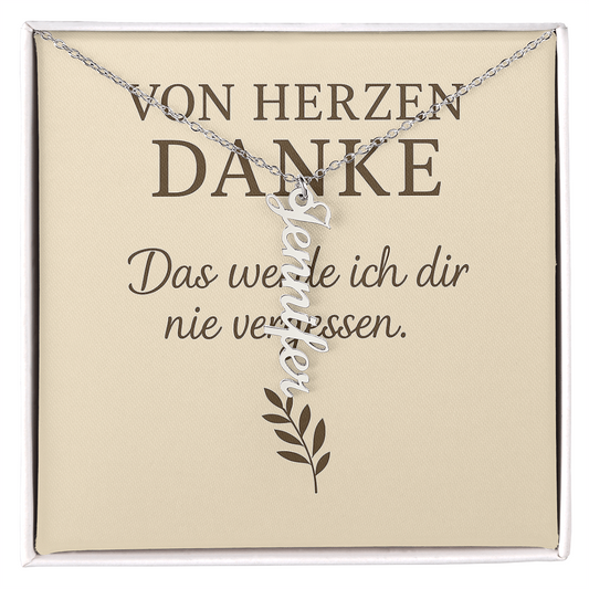 Namenskette vertikal inkl. Karte "Dankeskarte" - Variante 2