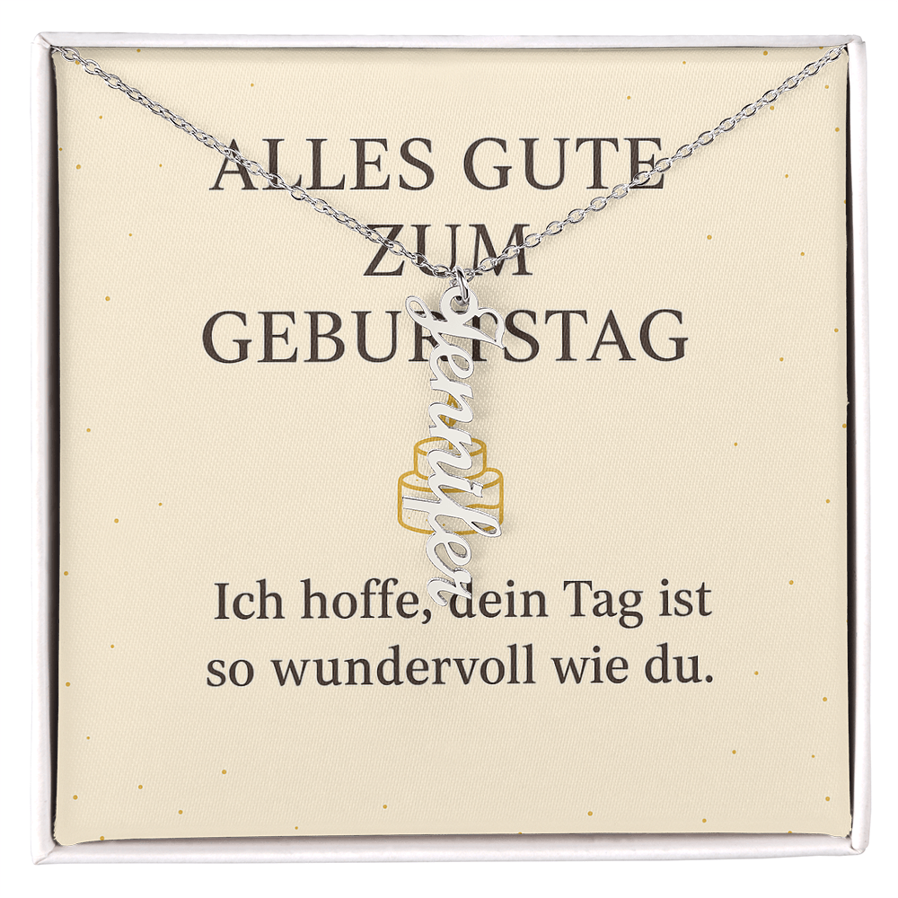 Namenskette vertikal inkl. Karte "Geburtstag" - Variante 2
