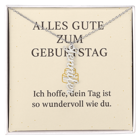 Namenskette vertikal inkl. Karte "Geburtstag" - Variante 2