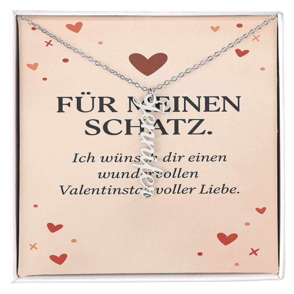 Namenskette vertikal inkl. Karte "Valentinstag" - Variante 2