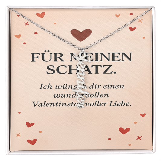Namenskette vertikal inkl. Karte "Valentinstag" - Variante 2