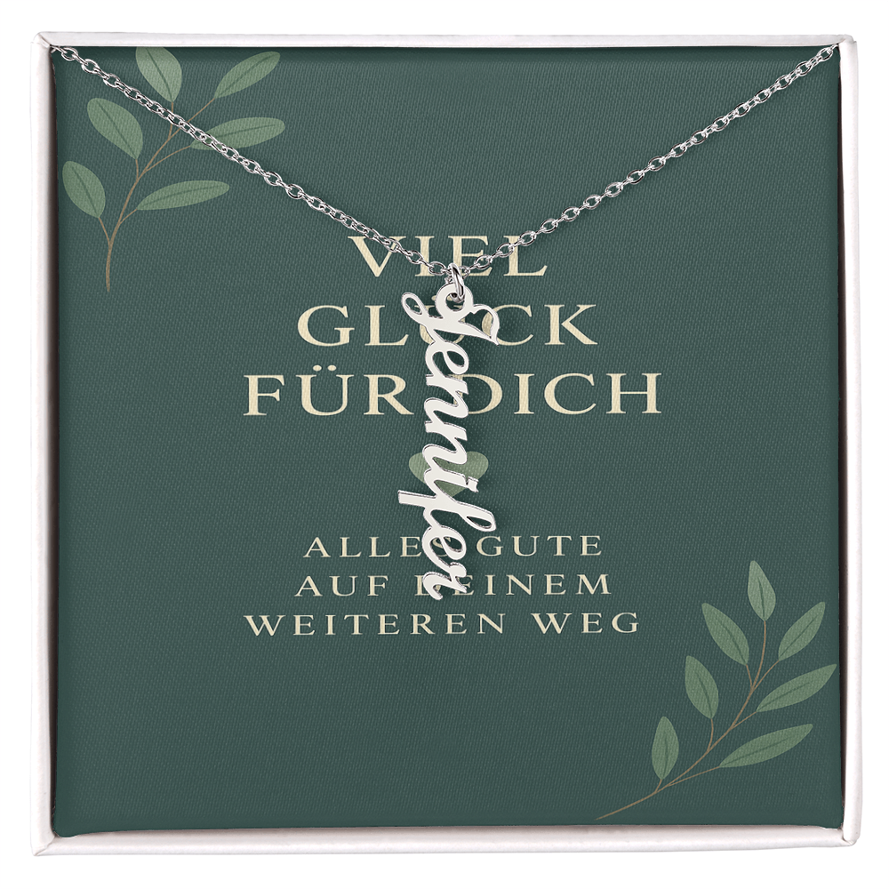 Namenskette vertikal inkl. Karte "Viel Glück" - Variante 1