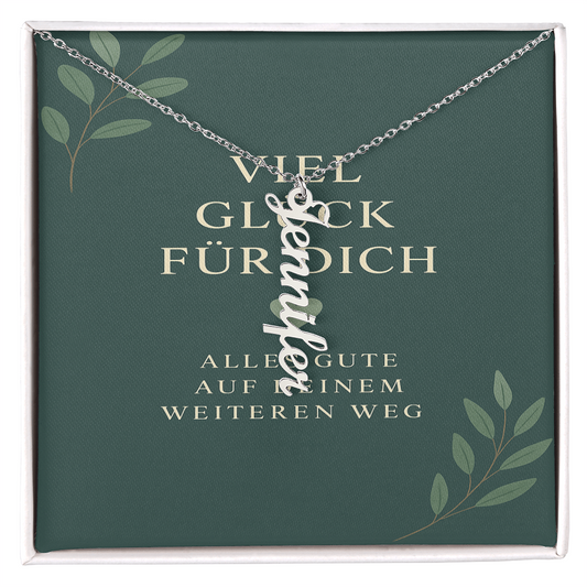 Namenskette vertikal inkl. Karte "Viel Glück" - Variante 1