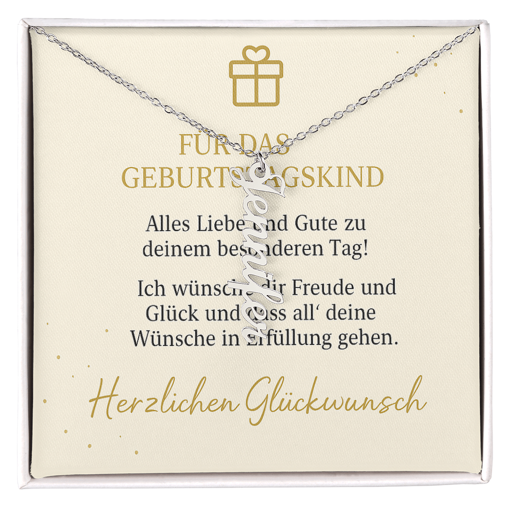 Namenskette vertikal inkl. Karte "Geburtstag" - Variante 1