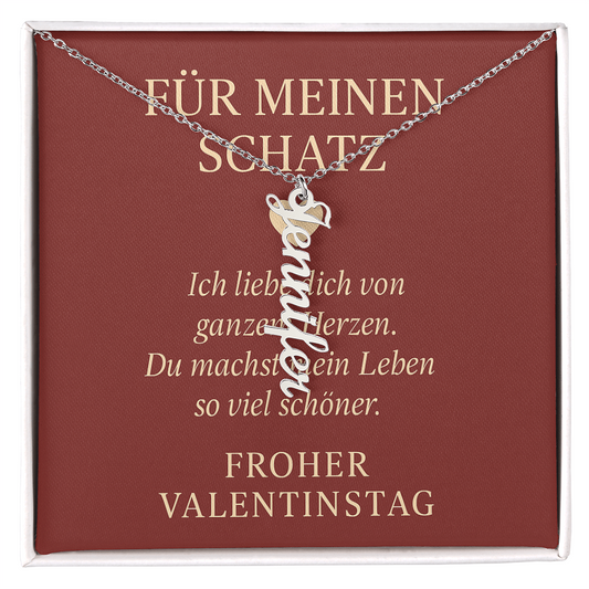 Namenskette vertikal inkl. Karte "Valentinstag" - Variante 3