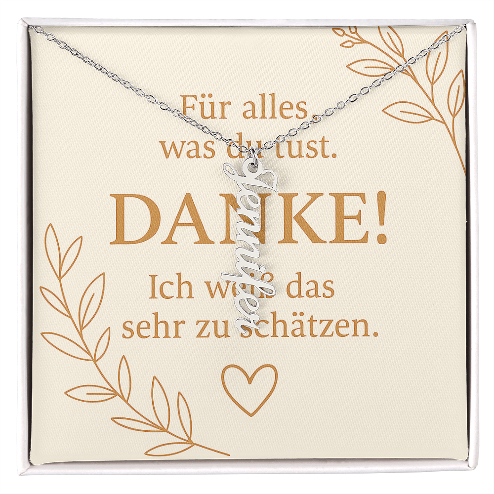 Namenskette vertikal inkl. Karte "Dankeskarte" - Variante 3