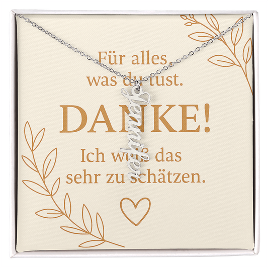 Namenskette vertikal inkl. Karte "Dankeskarte" - Variante 3