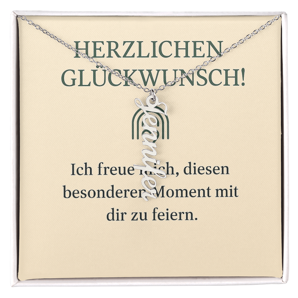 Namenskette vertikal inkl. Karte "Glückwunsche" - Variante 2