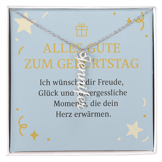 Namenskette vertikal inkl. Karte "Geburtstag" - Variante 3