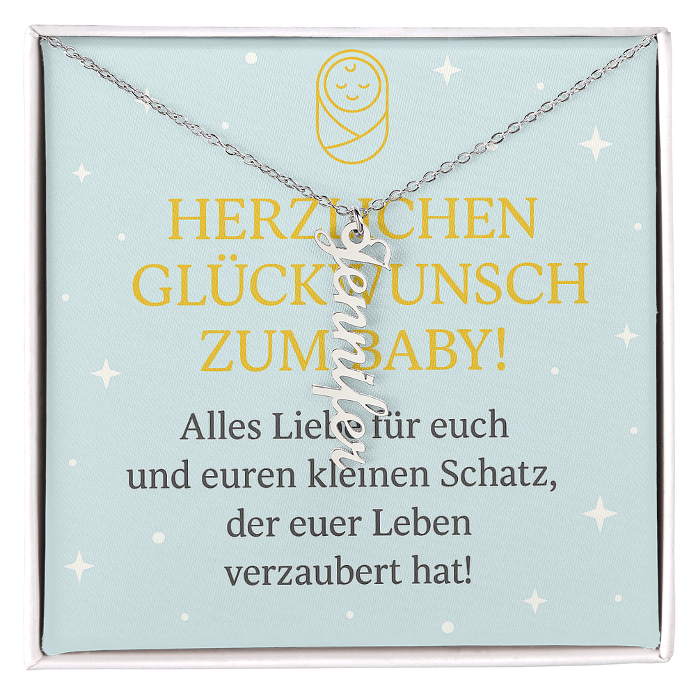 Namenskette vertikal inkl. Karte "Baby" - Variante 1