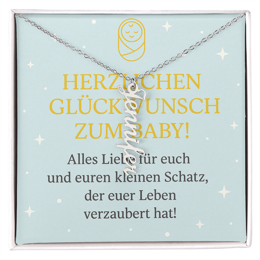 Namenskette vertikal inkl. Karte "Baby" - Variante 1