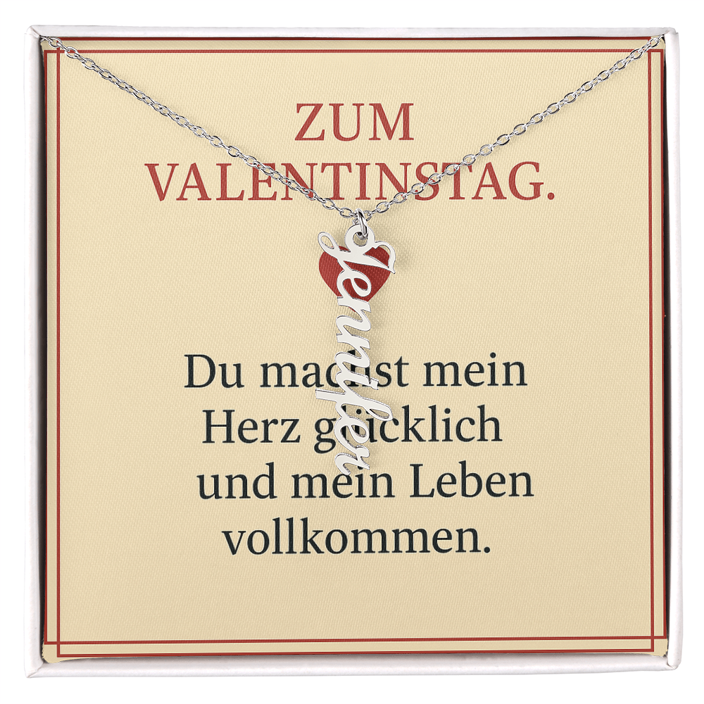 Namenskette vertikal inkl. Karte "Valentinstag" - Variante 1
