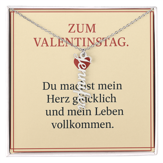 Namenskette vertikal inkl. Karte "Valentinstag" - Variante 1