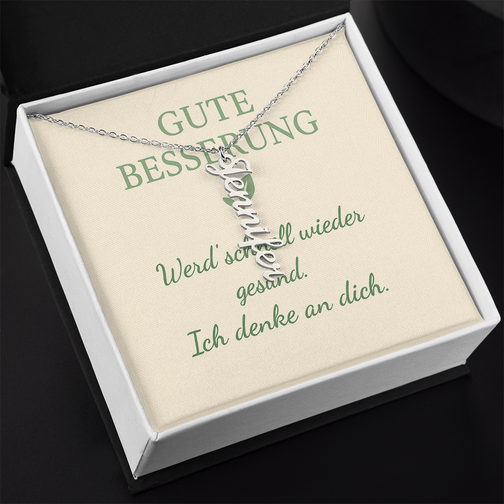 Namenskette vertikal inkl. Karte "Gute Besserung" - Variante 1