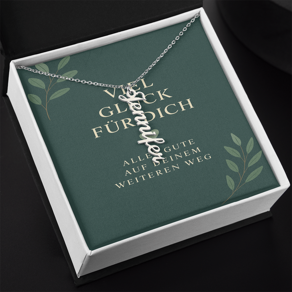 Namenskette vertikal inkl. Karte "Viel Glück" - Variante 1