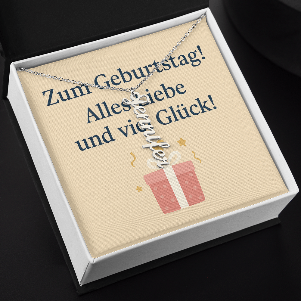 Namenskette vertikal inkl. Karte "Geburtstag" - Variante 5