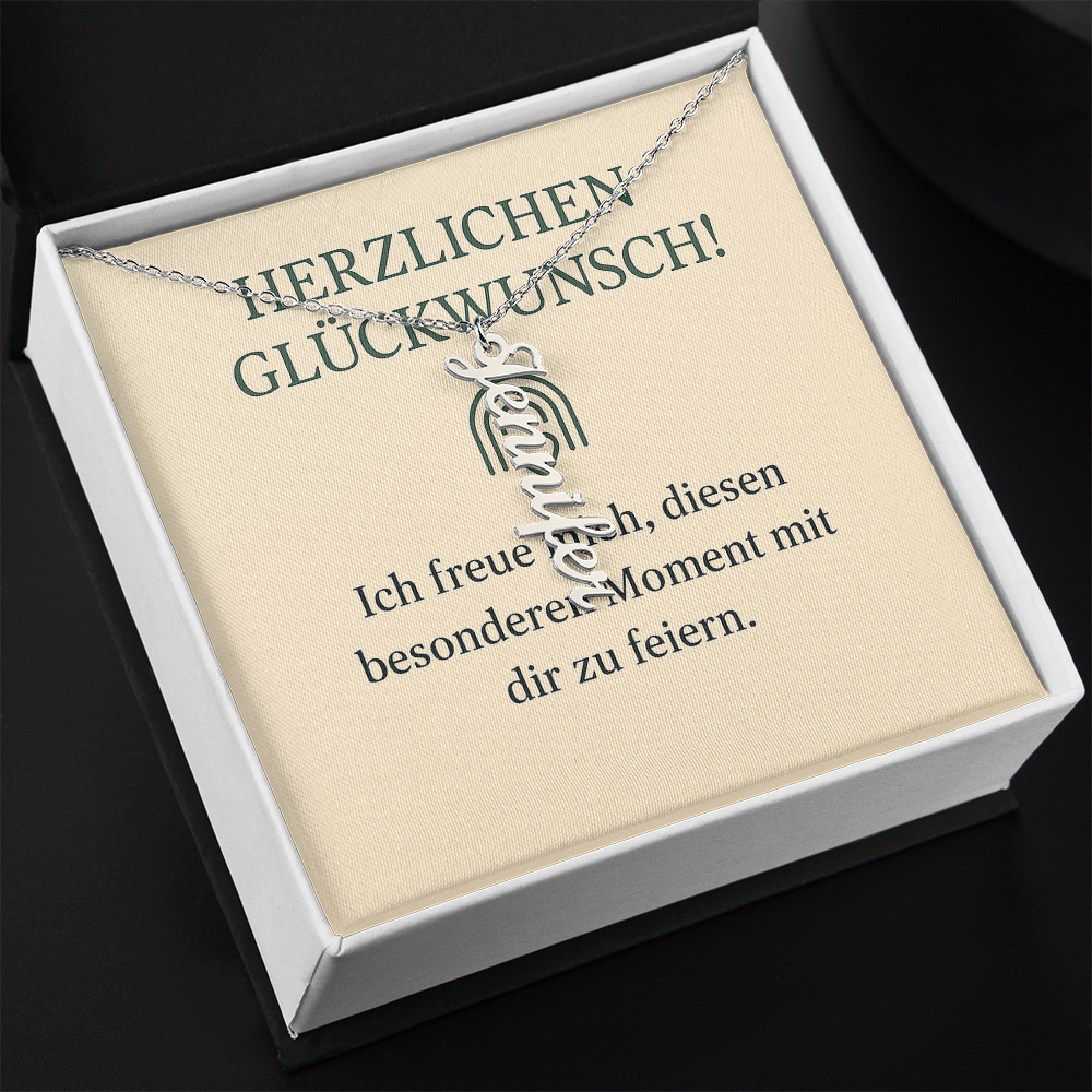 Namenskette vertikal inkl. Karte "Glückwunsche" - Variante 2