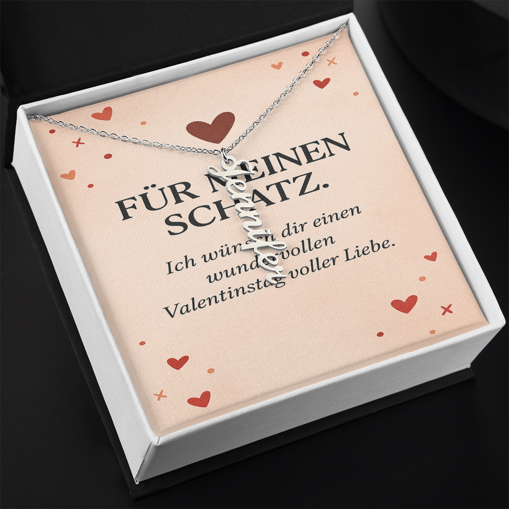 Namenskette vertikal inkl. Karte "Valentinstag" - Variante 2