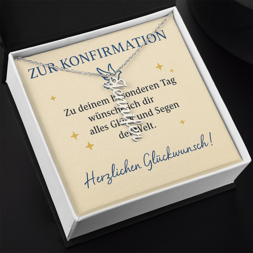 Namenskette vertikal inkl. Karte "Konfirmation" - Variante 1