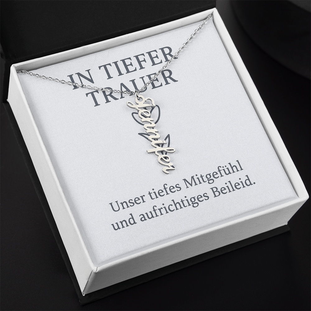 Namenskette vertikal inkl. Karte "Trauer" - Variante 1