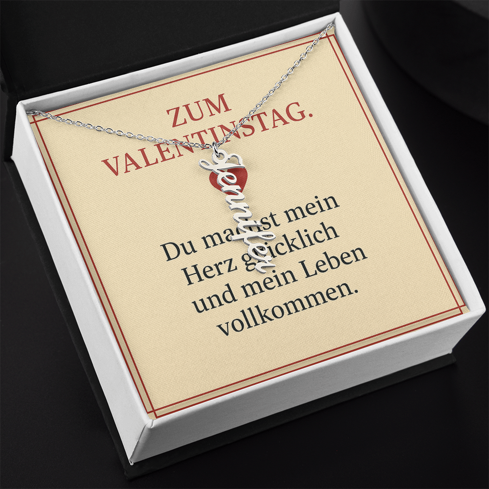 Namenskette vertikal inkl. Karte "Valentinstag" - Variante 1