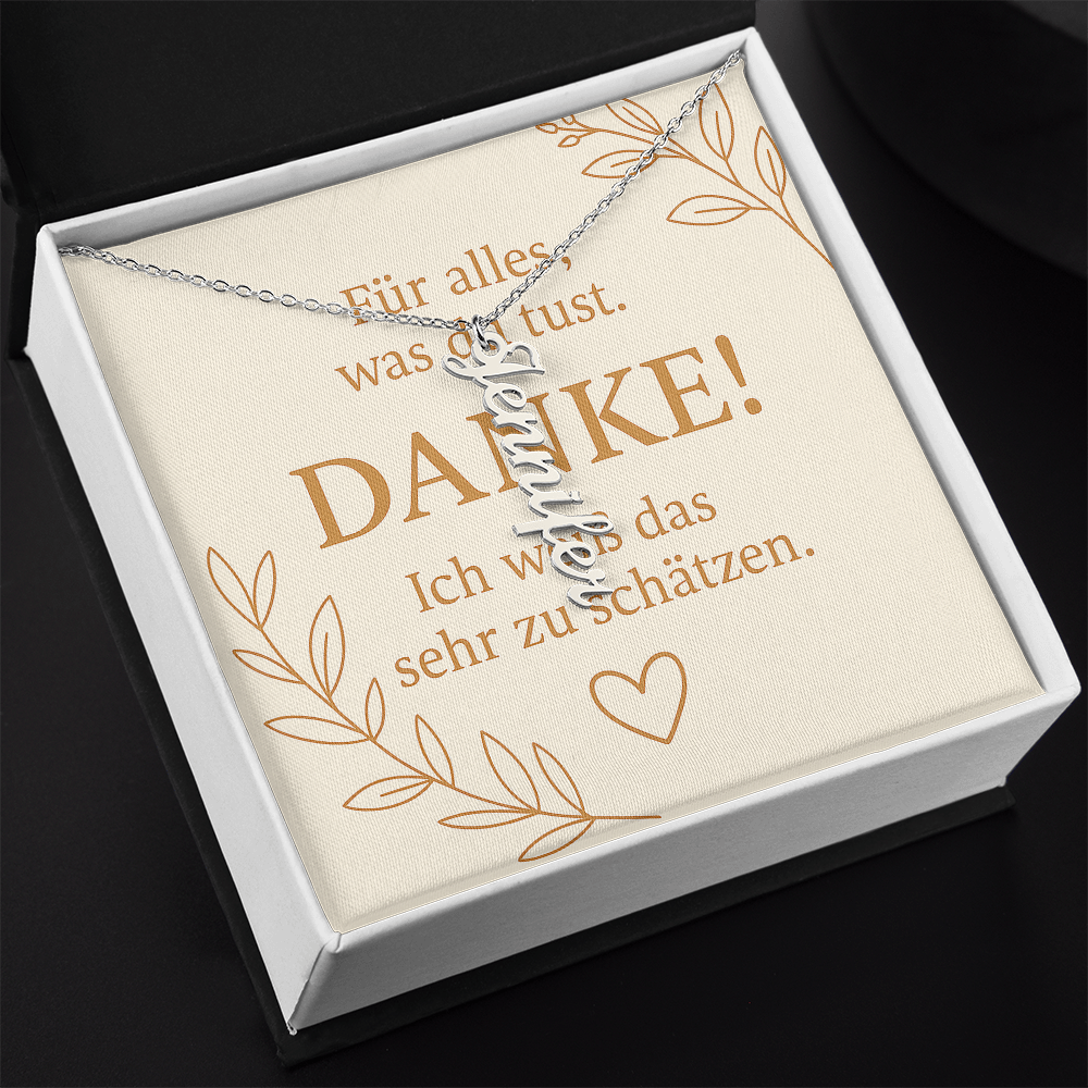 Namenskette vertikal inkl. Karte "Dankeskarte" - Variante 3