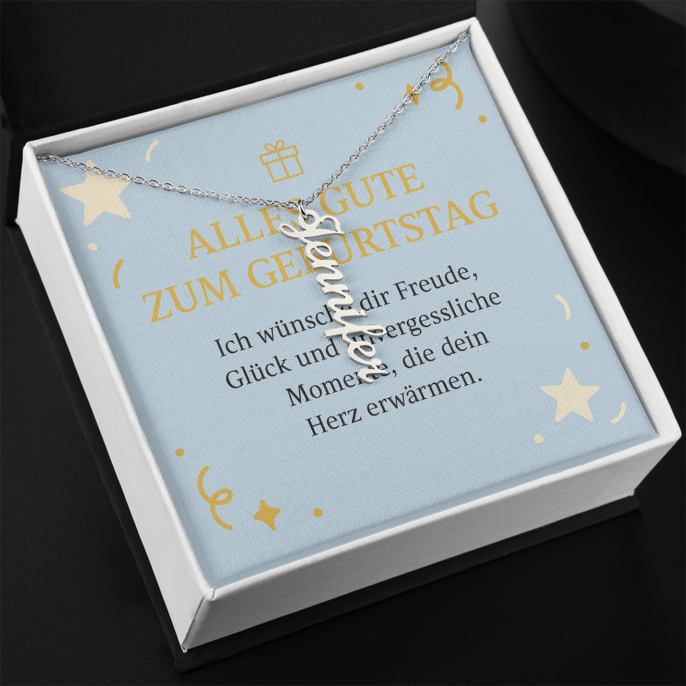 Namenskette vertikal inkl. Karte "Geburtstag" - Variante 3