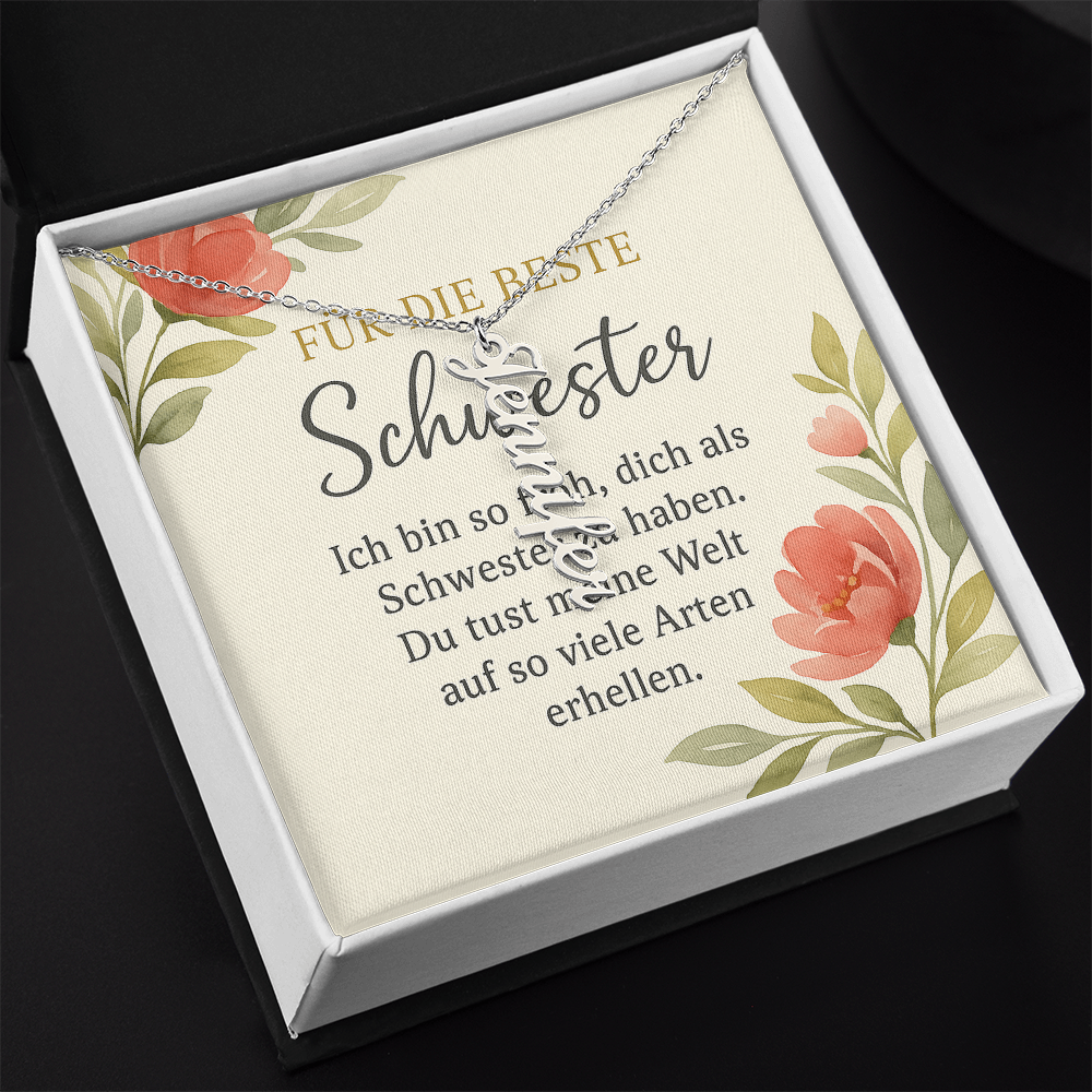 Namenskette vertikal inkl. Karte "Schwester" - Variante 1