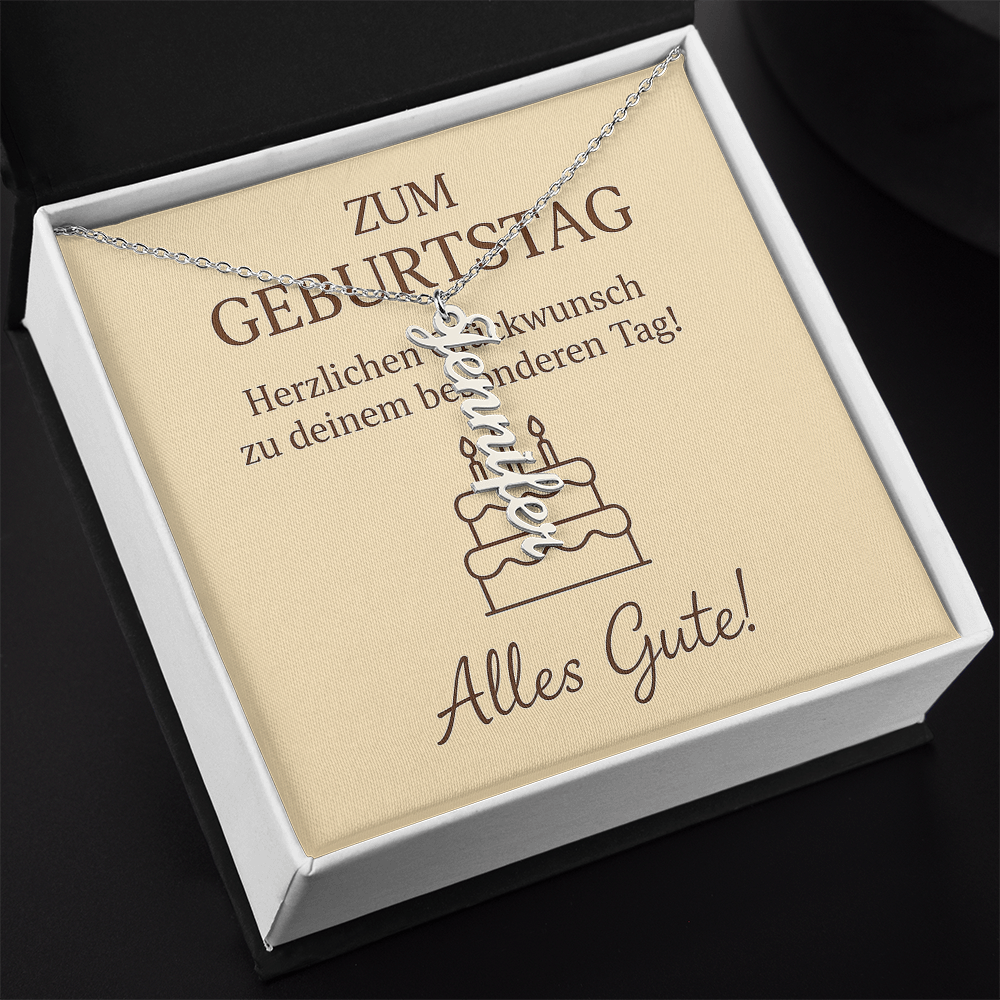 Namenskette vertikal inkl. Karte "Geburtstag" - Variante 4