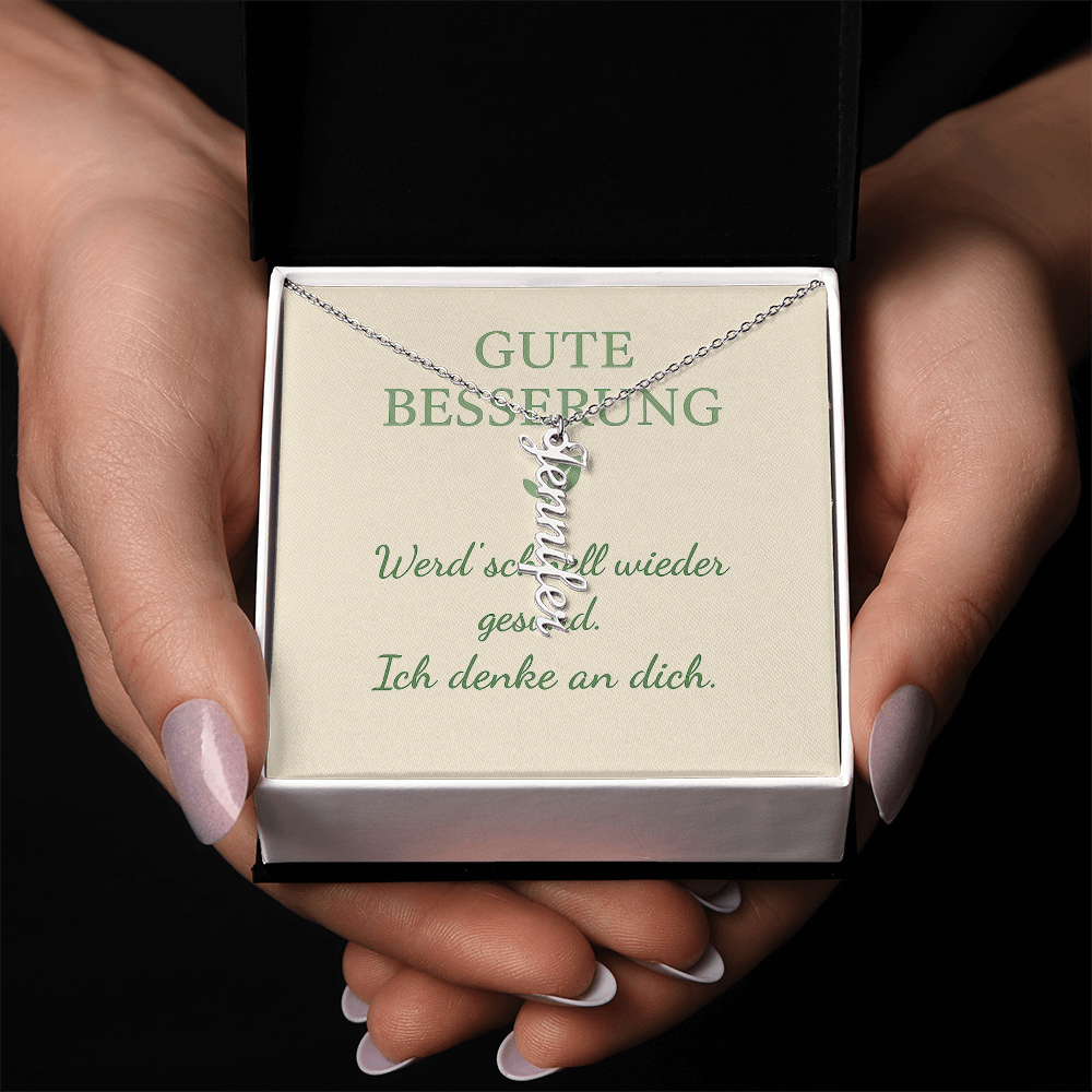 Namenskette vertikal inkl. Karte "Gute Besserung" - Variante 1