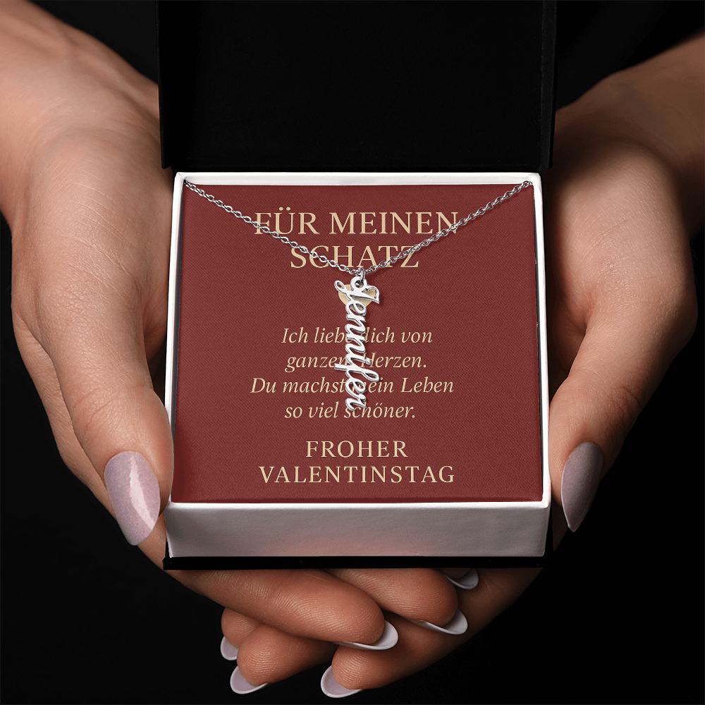 Namenskette vertikal inkl. Karte "Valentinstag" - Variante 3