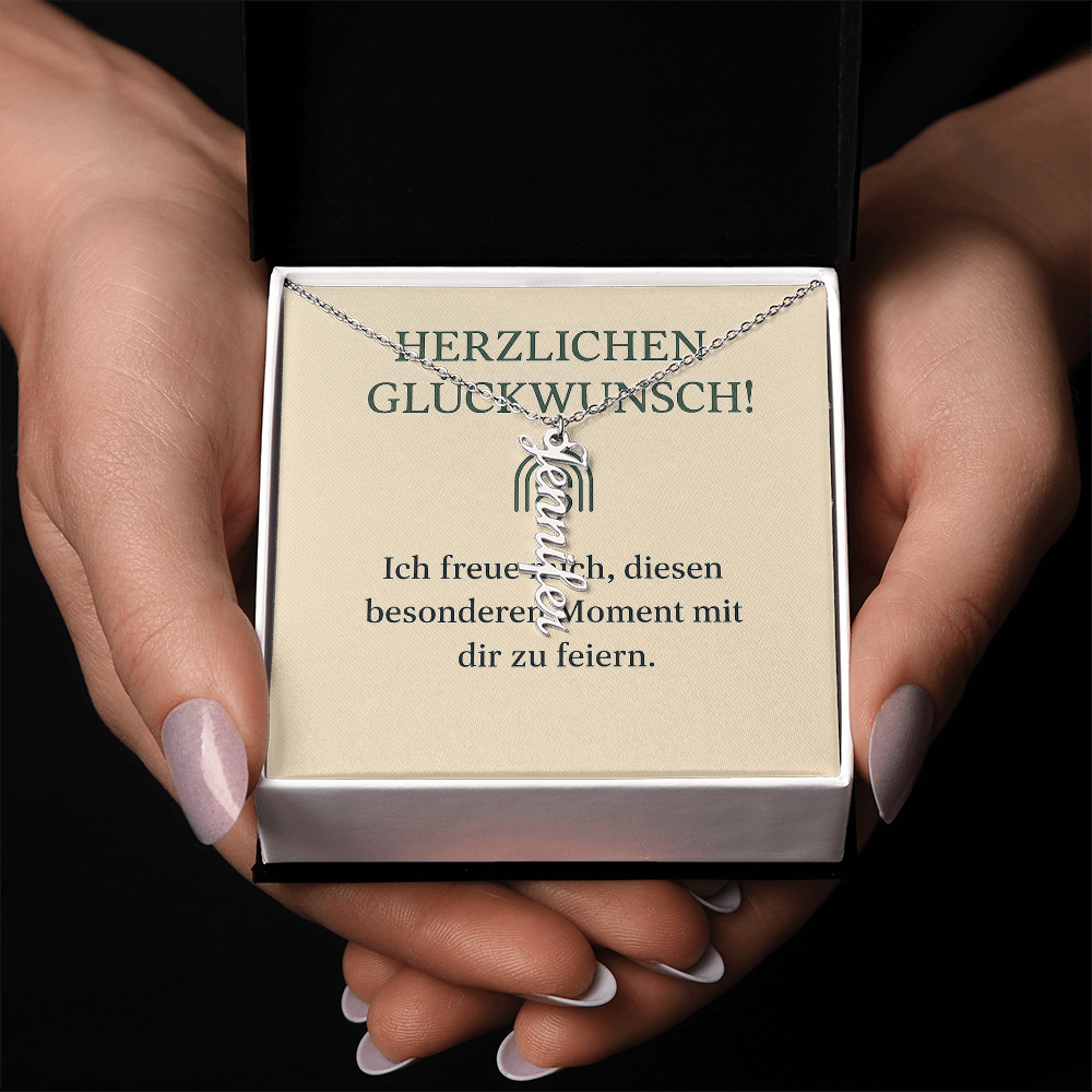 Namenskette vertikal inkl. Karte "Glückwunsche" - Variante 2