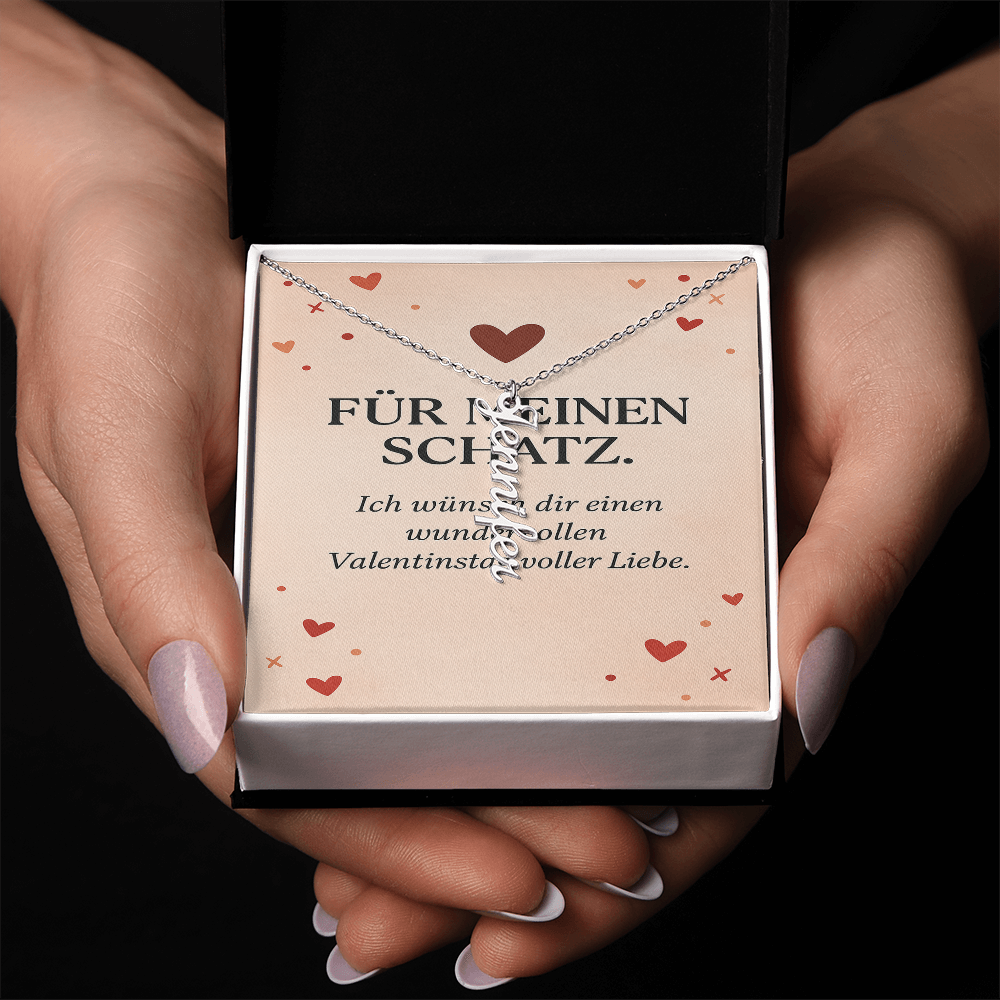 Namenskette vertikal inkl. Karte "Valentinstag" - Variante 2