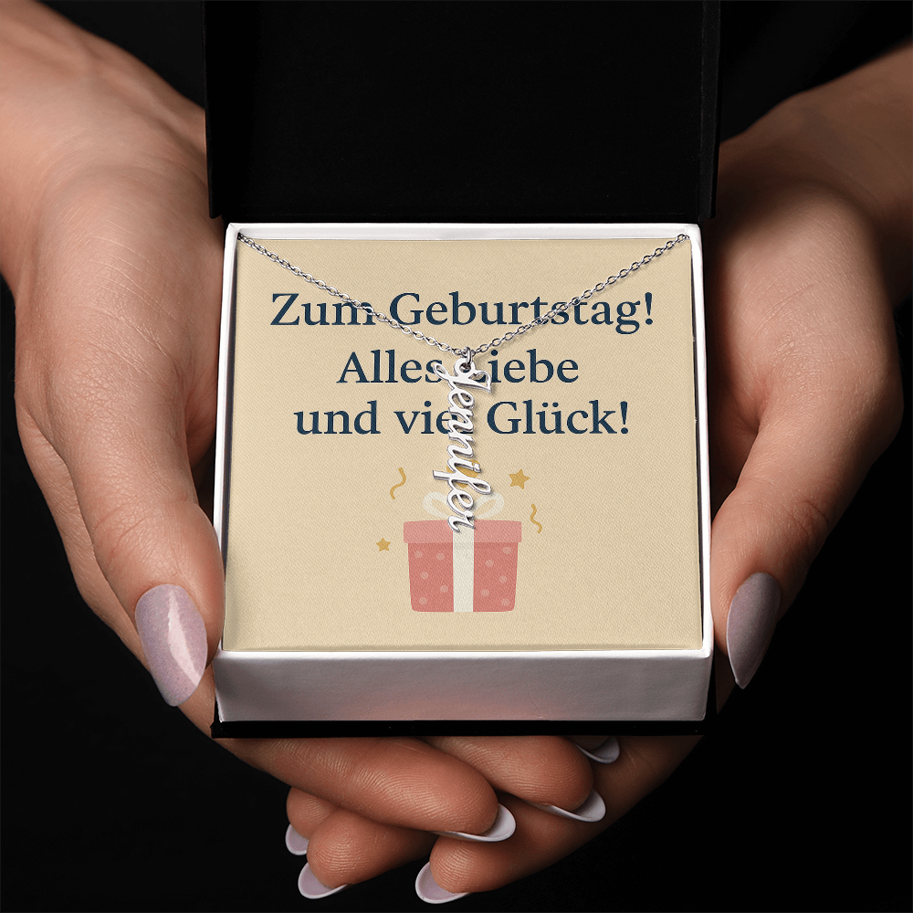 Namenskette vertikal inkl. Karte "Geburtstag" - Variante 5