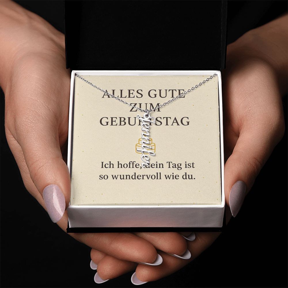 Namenskette vertikal inkl. Karte "Geburtstag" - Variante 2