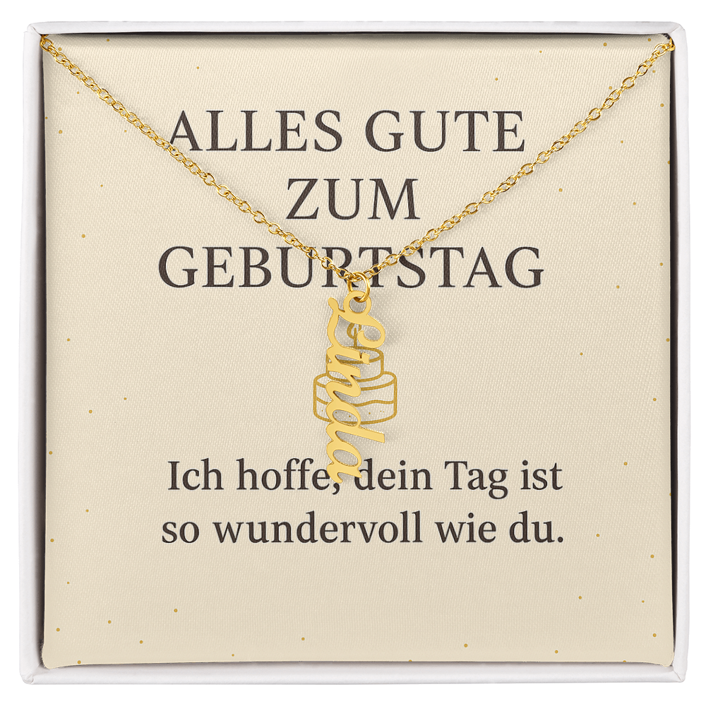 Namenskette vertikal inkl. Karte "Geburtstag" - Variante 2