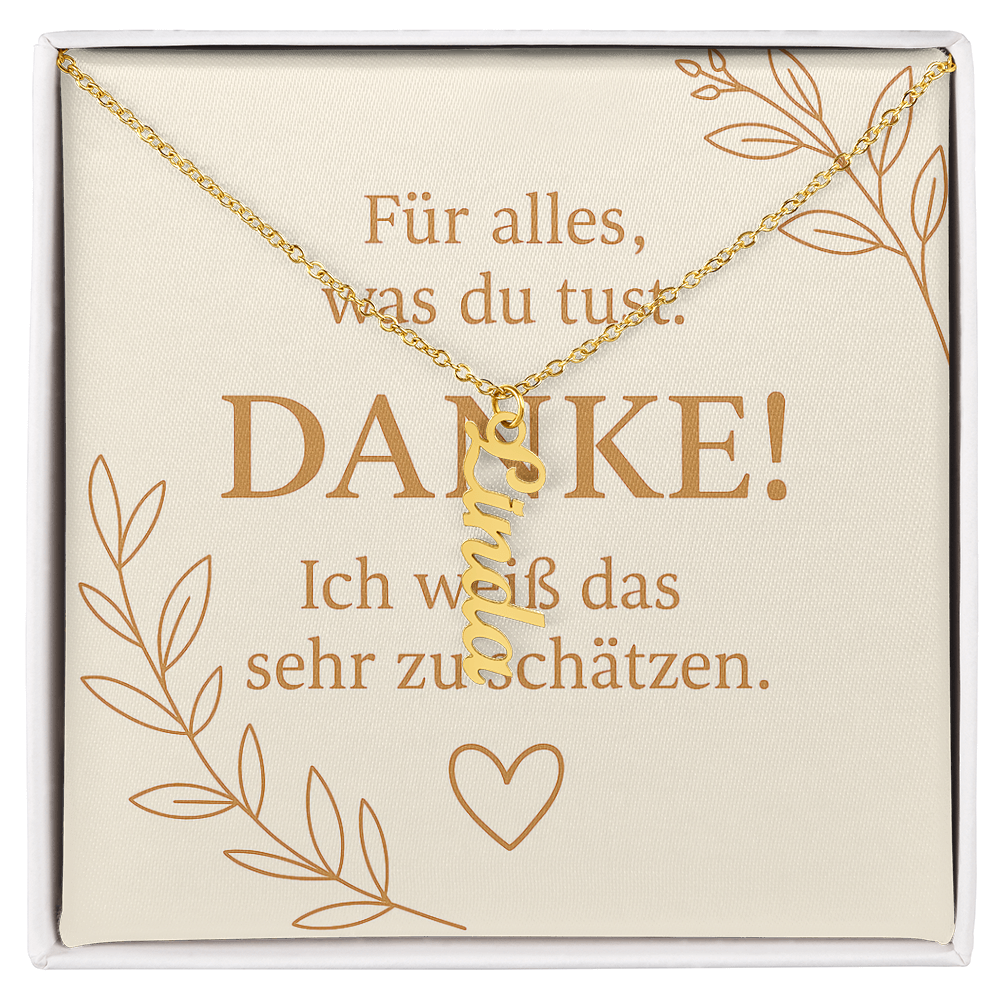 Namenskette vertikal inkl. Karte "Dankeskarte" - Variante 3