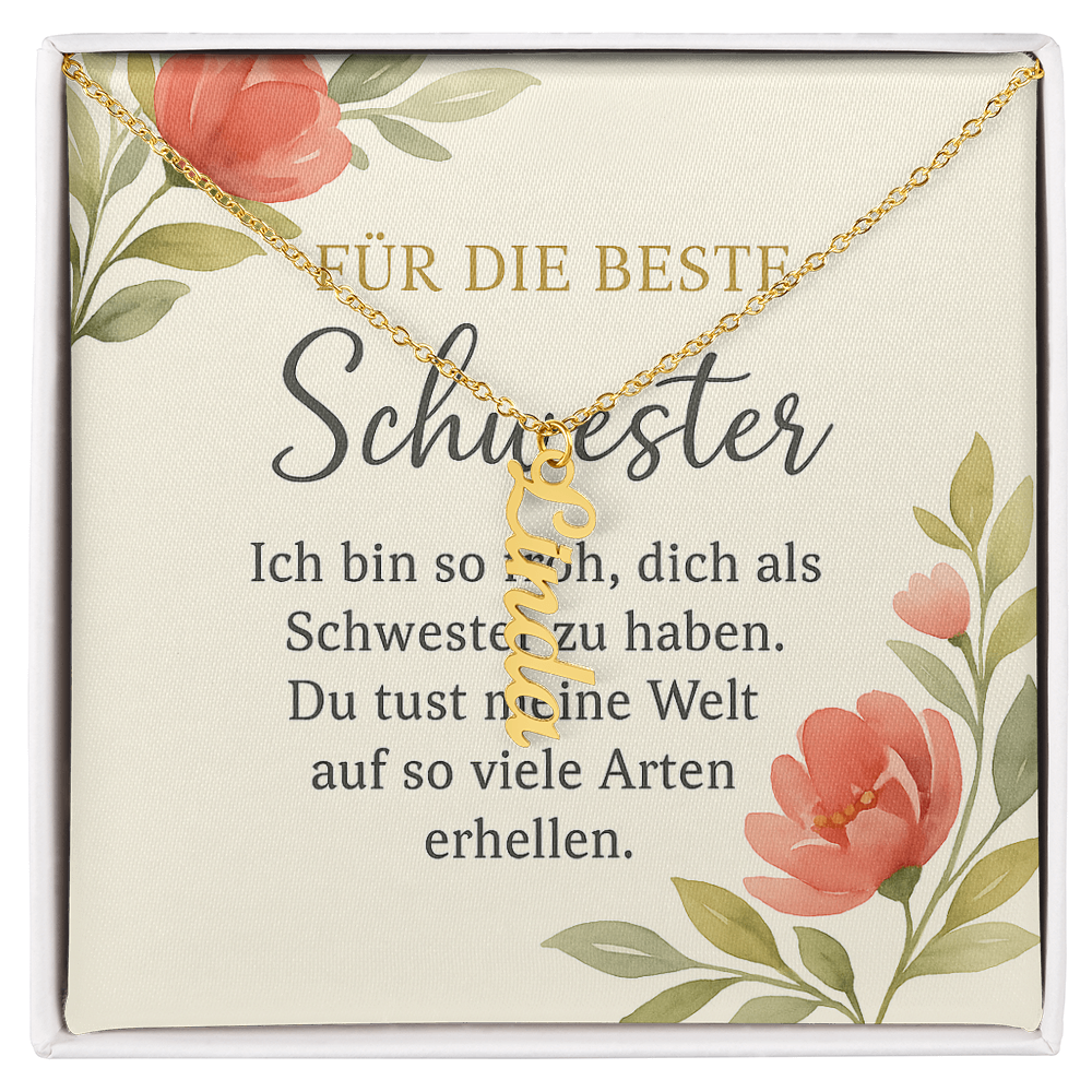 Namenskette vertikal inkl. Karte "Schwester" - Variante 1