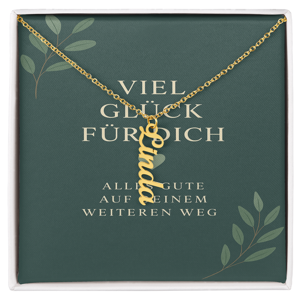 Namenskette vertikal inkl. Karte "Viel Glück" - Variante 1