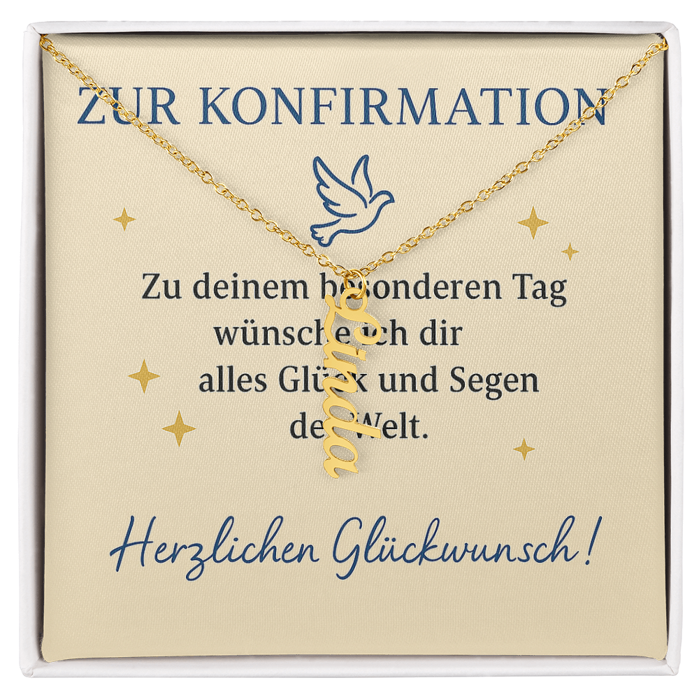 Namenskette vertikal inkl. Karte "Konfirmation" - Variante 1