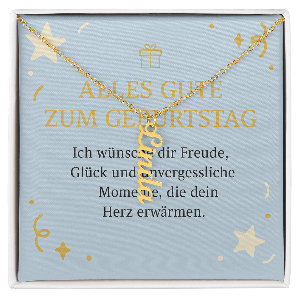 Namenskette vertikal inkl. Karte "Geburtstag" - Variante 3